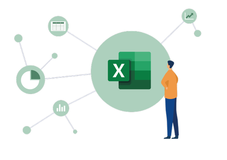 Person schaut auf des Excel Symbol Person schaut auf des Excel Symbol